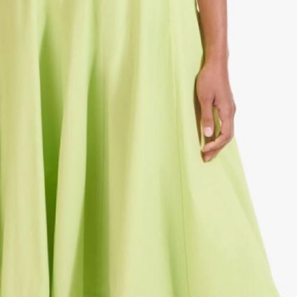 NWT STAUD WELLS midi dress, light green, stretch cotton Size 12 - Picture 9 of 12
